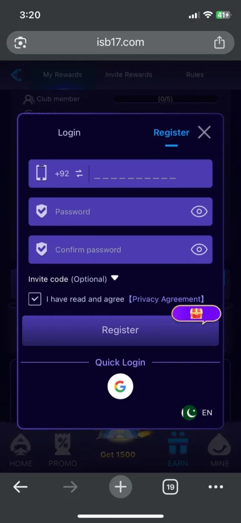 How to Register on ISB7 Game
